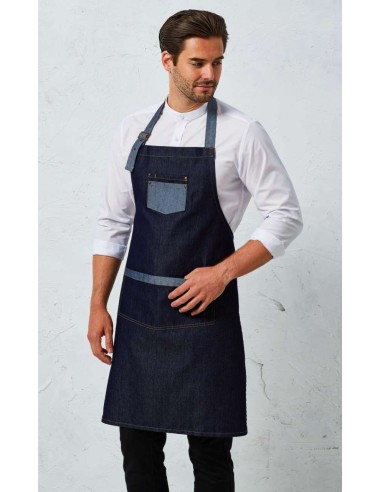 P-PR127-Domain Contrast Denim Bib Apron